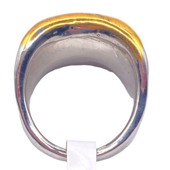 Mixed metal textured top lip chunky ring size 6.5 - Picture 3 of 4